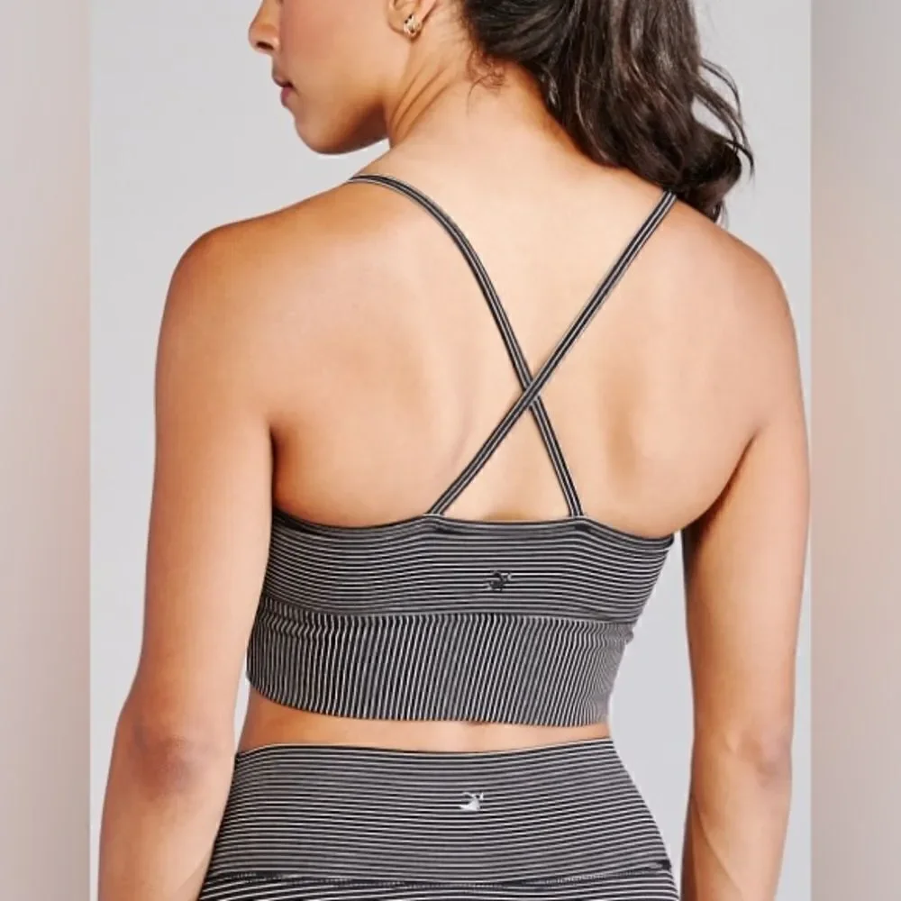 NWT. Glyder Premier Bra in Black & Adobe Rose Stripe Size XS